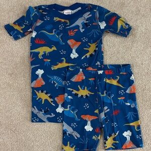 Hanna Andersson Jurassic Dinosaur Print Pajamas - Blue and Yellow, Size 8, 130